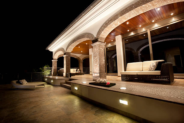 Exterior view of a Mediterranean villa.